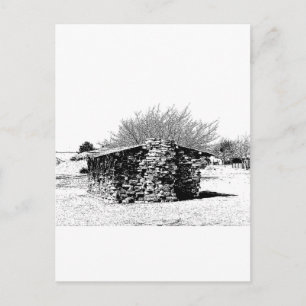 Stone Cabin Black and White Briefkaart