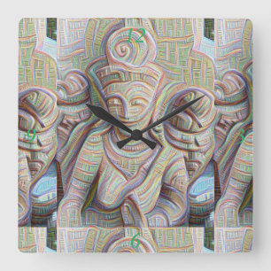 Stone carved dakinis Thunder_Cove Vierkante Klok