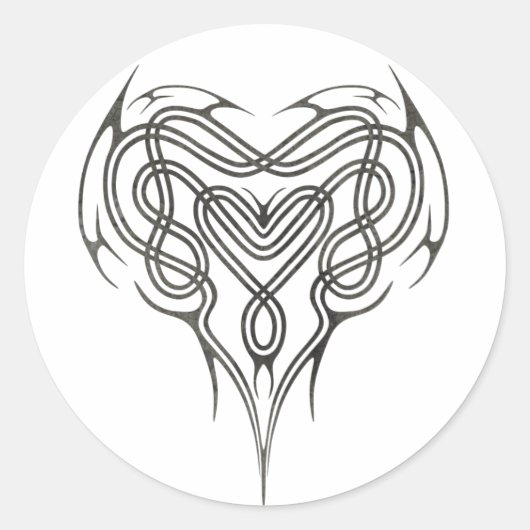 Stone Celtic Heart Knot Ronde Sticker (Voorkant)