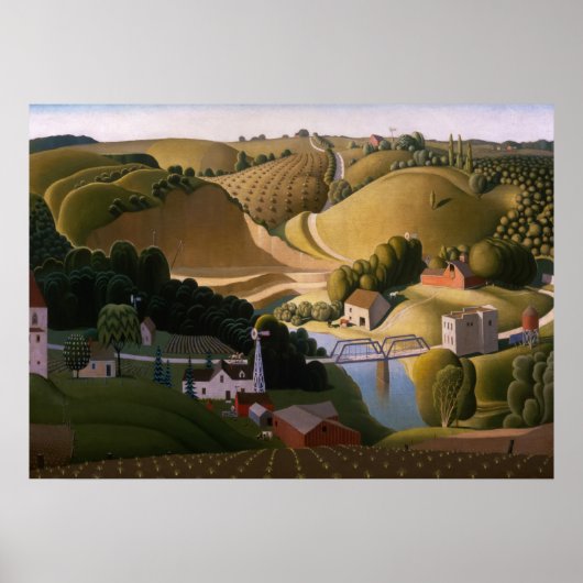 Stone City, 1930 by Grant Wood Poster (Voorkant)