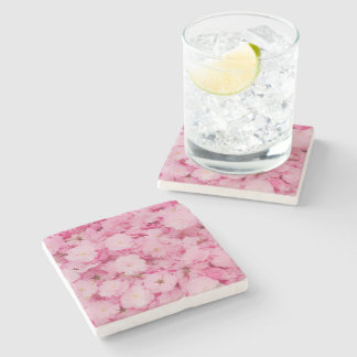 Stone Coaster Pink Cherry Blossom Floral Botanical Stenen Onderzetter