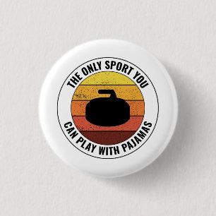 Stone Curling Winter Ice Sport Retro Ronde Button 3,2 Cm