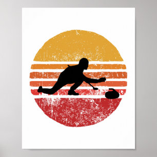 Stone Curling Winter Sport Curler Retro  Poster