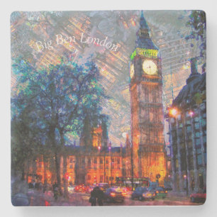 Stone Drink Coasters-Big Ben London Stenen Onderzetter