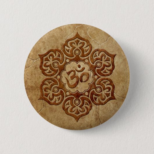 Stone Floral Aum Design Ronde Button 5,7 Cm (Voorkant)