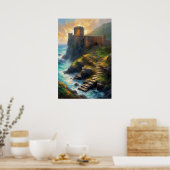 Stone Fortress Ruïnes bij de Ocean's Edge Poster (Keuken)