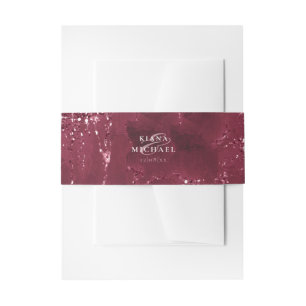 Stone Glitter Wedding Burgundy ID647 Uitnodigingen Wikkel