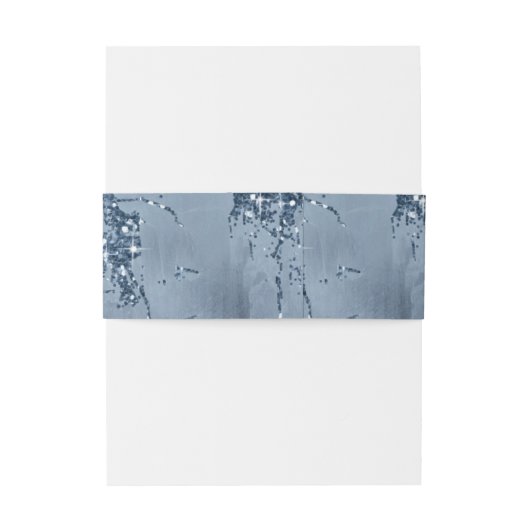 Stone Glitter Wedding Dusty Blue ID647 Uitnodigingen Wikkel (Achterkant Voorbeeld)