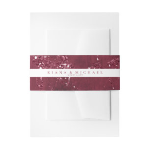 Stone Glitter Wedding Stripe Burgundy ID647 Uitnodigingen Wikkel