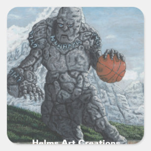 Stone Golem Basketbalspeler Fantasy Art Stickers