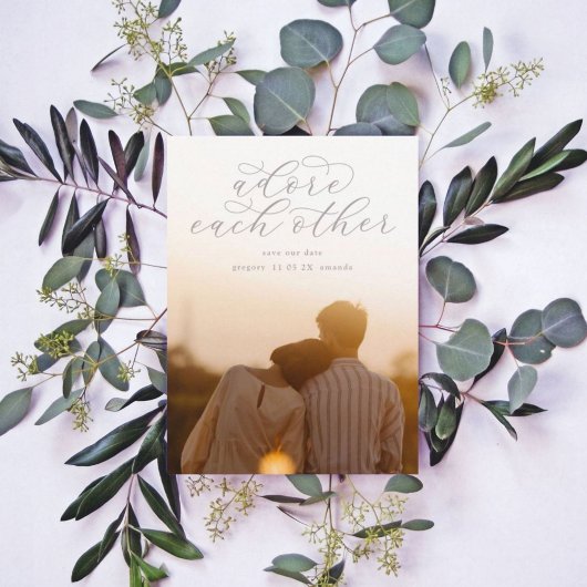Stone Gray Adore Other Calligraphy Photo Save The Date