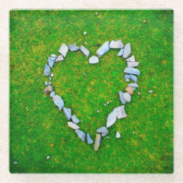 Stone heart glass onderzetter glazen onderzetter