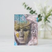 Stone lady face Abstract Mixed Media Collage Briefkaart (Staand voorkant)