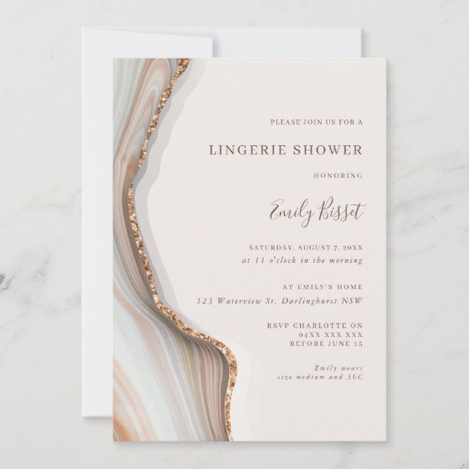 Stone Marble Agate Lingerie Shower Invitation Kaart (Voorkant)