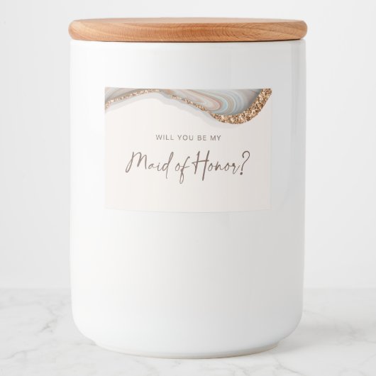 Stone Marble Agate Maid of Honor Candle Label Voedselcontainer Etiket (Voorkant)
