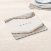 Stone Marble Agate Vierkante Kartonnen Onderzetter (Schuin)