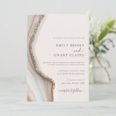 Stone Marble Agate Wedding Invitation Kaart (Staand voorkant)