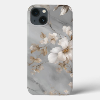 Stone Marble Design - Bloemen iPhone 13 Hoesje