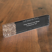 Stone Marble Look Monogram Professioneel Naambordje (Zijkant)