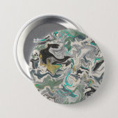 Stone Marbling with Turquoise Veins 3" Round Ronde Button 7,6 Cm (Voorkant /achterkant)