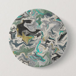 Stone Marbling with Turquoise Veins 3" Round Ronde Button 7,6 Cm