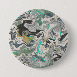 Stone Marbling with Turquoise Veins 3" Round Ronde Button 7,6 Cm