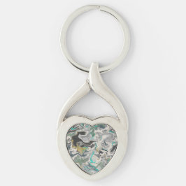 Stone Marbling with Turquoise Veins Heart Sleutelhanger