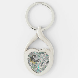 Stone Marbling with Turquoise Veins Heart Sleutelhanger