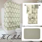 Stone Monogram Watercolor Geometric Pattern  Bad Handdoek