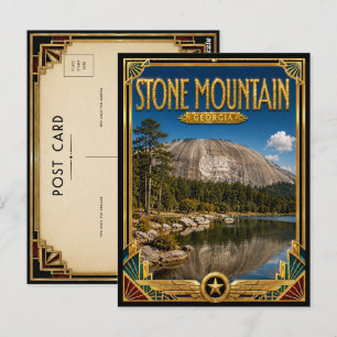 Stone Mountain Georgia Vintage Art Deco Gouden Tij Briefkaart
