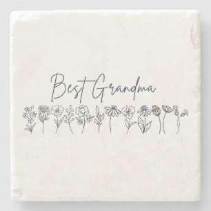 Stone Onderzetter Beste Grandma Wildflowers