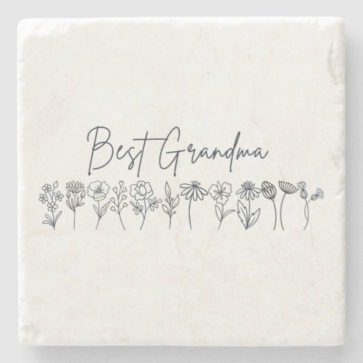 Stone Onderzetter Beste Grandma Wildflowers (Voorkant)