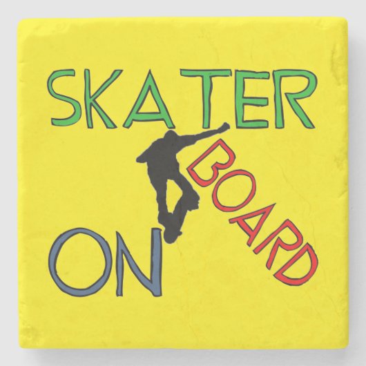 Stone Onderzetter - schaatser aan boord (Voorkant)