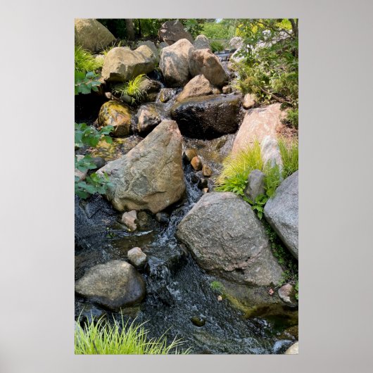 Stone River bed | waterval | bosgroen Poster (Voorkant)