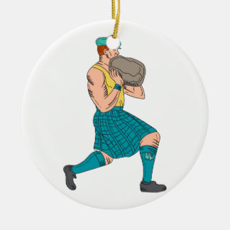 Stone Throw Highland Games Athlete Drawing Keramisch Ornament