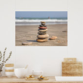 Stone toren op strand poster (Keuken)