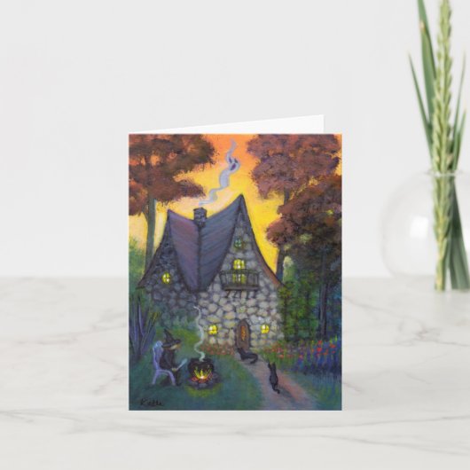 Stone Witch's House Halloween Note Card Kaart (Voorkant)