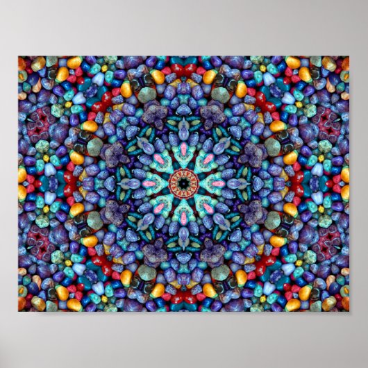 Stone Wonder  Blue Fractal Kaleidoscope Poster (Voorkant)