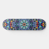 Stone Wonder Blue Fractal Kaleidoscope Skateboard (Horizontaal)