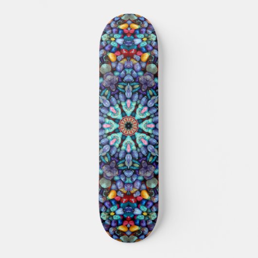 Stone Wonder Blue Fractal Kaleidoscope Skateboard (Voorkant)