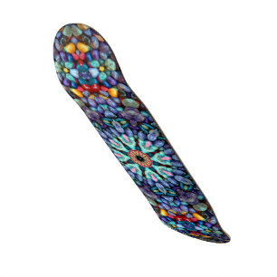 Stone Wonder  Blue Fractal Kaleidoscope Skateboard