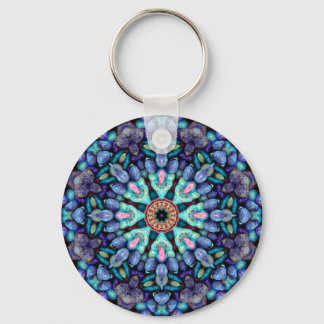 Stone Wonder  Blue Fractal Kaleidoscope Sleutelhanger