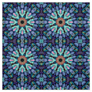 Stone Wonder Blue Fractal Kaleidoscope Stof