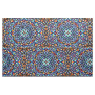 Stone Wonder  Blue Fractal Kaleidoscope Stof