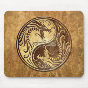 Stone Yin Yang Dragons Muismat