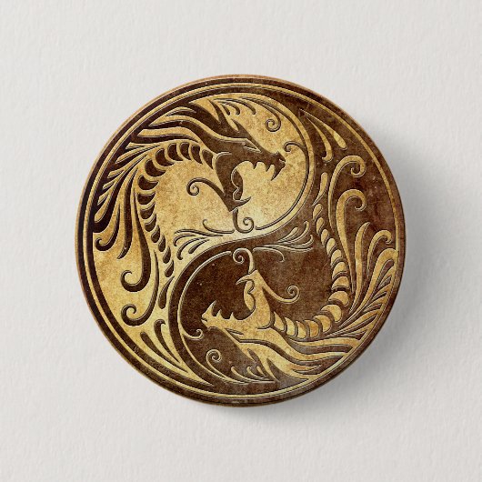 Stone Yin Yang Dragons Ronde Button 5,7 Cm (Voorkant)