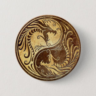 Stone Yin Yang Dragons Ronde Button 5,7 Cm