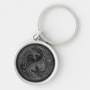 Stone Yin Yang Dragons Sleutelhanger