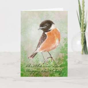 Stonechat Bird Happy Birthday Brother-in-Law Kaart