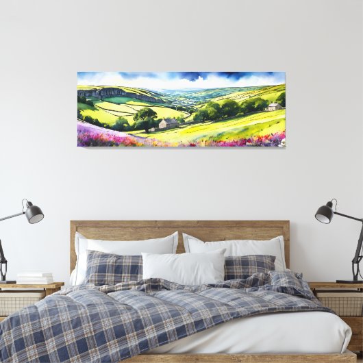 "Stonedale" Breed landschap Yorkshire Dales Scène Canvas Afdruk (Insitu (Slaapkamer))